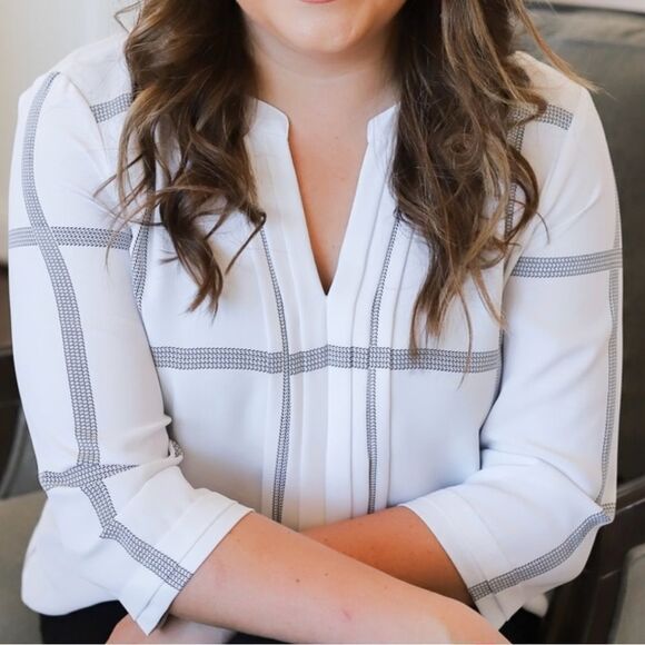 41 Hawthorn Juanis Pleat Detail Gathering Hem Blouse White STITCH FIX XS NWT - Picture 5 of 11